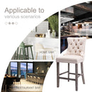 6X Velvet Bar Stools with Studs Trim Wooden Legs Tufted Dining Chairs Kitchen - RnR Galore