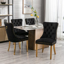 6x Velvet Dining Chairs with Golden Metal Legs - Black - RnR Galore