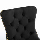 6x Velvet Dining Chairs with Golden Metal Legs - Black - RnR Galore