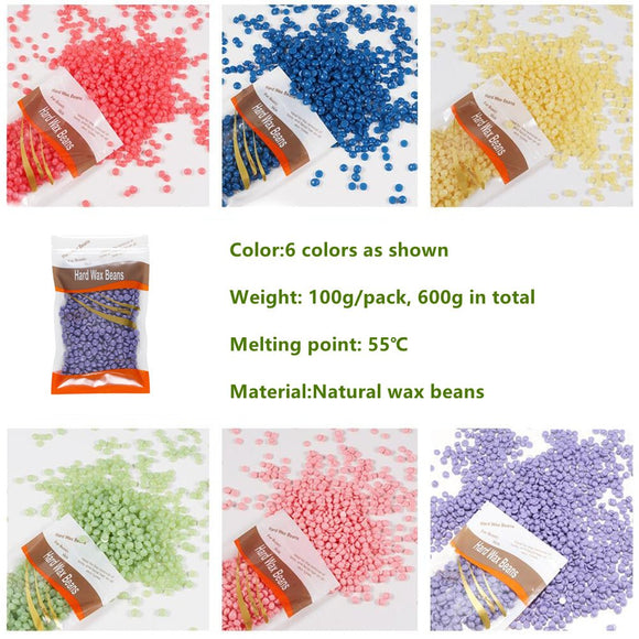 6x100g Hard Wax Beans Remover With 20 Wooden Sticks - RnR Galore