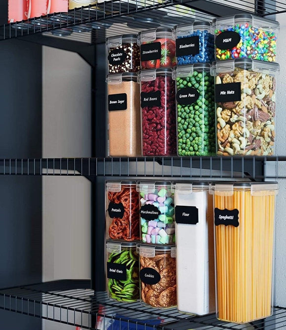 7 Pieces Plastic BPA Free Food Storage Containers for Kitchen (Black) - RnR Galore