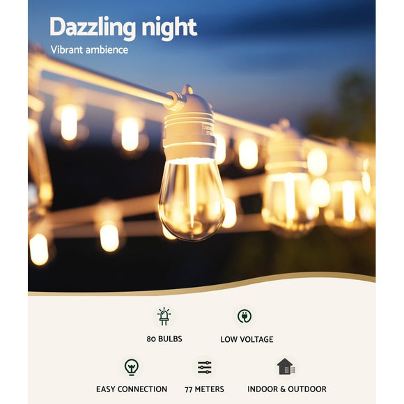 77M LED Festoon Light Outdoor String Light Christmas Wedding Party Decorations - RnR Galore