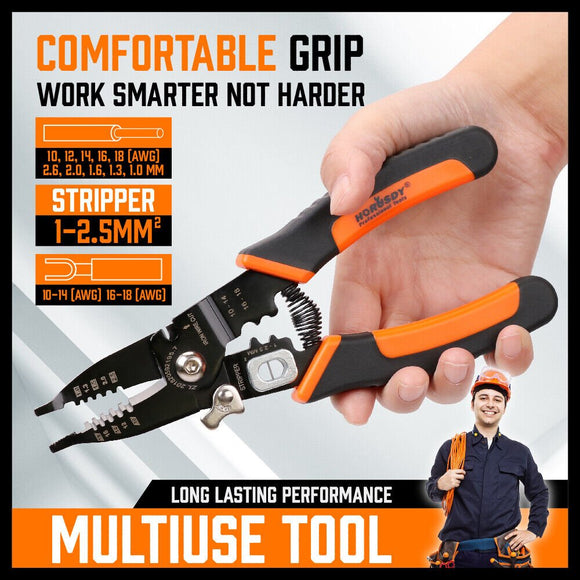 8" Wire Stripping Tool Wire Cutter Hand Crimping Pliers Strip Cutter Insulated - RnR Galore