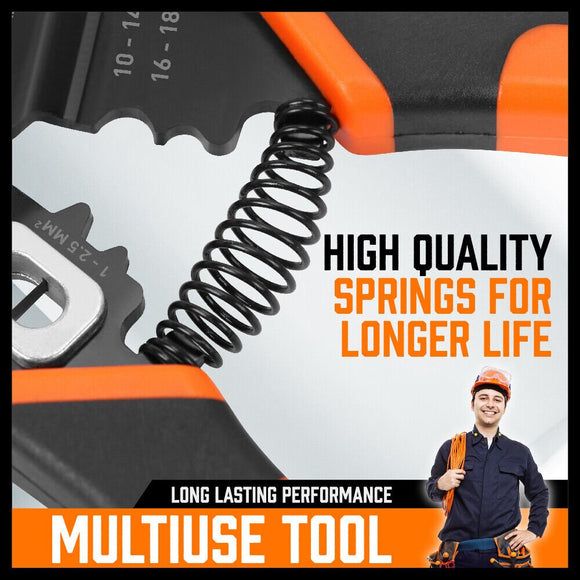 8" Wire Stripping Tool Wire Cutter Hand Crimping Pliers Strip Cutter Insulated - RnR Galore