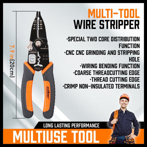 8" Wire Stripping Tool Wire Cutter Hand Crimping Pliers Strip Cutter Insulated - RnR Galore
