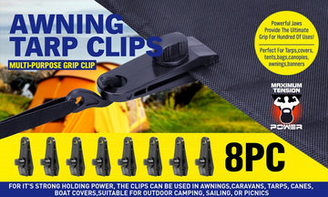 8Pc Awning Tarp Clamp Set Clips Hangers Survival Tent Emergency Grommet - RnR Galore