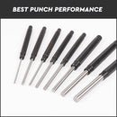 8Pc Heavy Duty Long Pin Punch Set 2.4 to 10mm Drift Roll Nail Steel Flat End New - RnR Galore