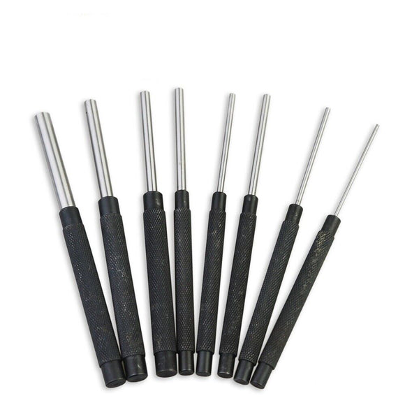 8Pc Heavy Duty Long Pin Punch Set 2.4 to 10mm Drift Roll Nail Steel Flat End New - RnR Galore
