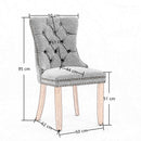 8x AADEN Modern Elegant Button - Tufted Upholstered Fabric with Studs Trim and Wooden legs Dining Side Chair - Beige - RnR Galore