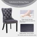 8x Velvet Dining Chairs Upholstered Tufted Kithcen Chair with Solid Wood Legs Stud Trim and Ring - Gray - RnR Galore