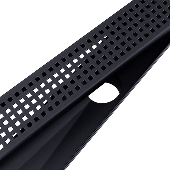900mm Bathroom Shower Black Grate Drain w/Centre outlet Floor Waste Square Pattern - RnR Galore