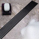 900mm Bathroom Shower Black Grate Drain w/Centre outlet Floor Waste Square Pattern - RnR Galore