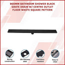 900mm Bathroom Shower Black Grate Drain w/Centre outlet Floor Waste Square Pattern - RnR Galore