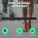 900mm Bathroom Shower Black Grate Drain w/Centre outlet Floor Waste Square Pattern - RnR Galore