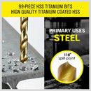 99Pc Drills Set HSS Titanium Coated Wood Plastic Metal Metric 1.5 - 10mm With Case - RnR Galore