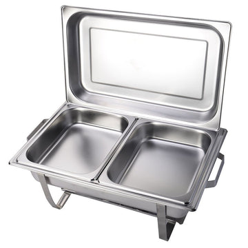 9L Chafing Dish Set Buffet Pan Bain Marie Bow Stainless Steel Food Warmer(2*4.5L) - RnR Galore
