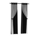Artiss 2X 132x160cm Blockout Sheer Curtains Black-1