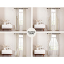 Artiss 2X 132x274cm Blockout Sheer Curtains Beige-4