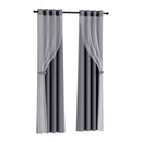 Artiss 2X 132x274cm Blockout Sheer Curtains Charcoal-1