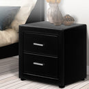 Artiss Bedside Table 2 Drawers Side Table Leather - CADEN Black-7