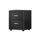 Artiss Bedside Table 2 Drawers Fabric - CADEN Charcoal-1