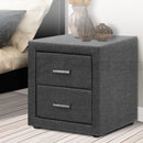 Artiss Bedside Table 2 Drawers Fabric - CADEN Grey-7