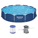 Bestway Swimming Pool 366x76cm Steel Frame Round Above Ground Pools w/ Filter Pump 6473L-1