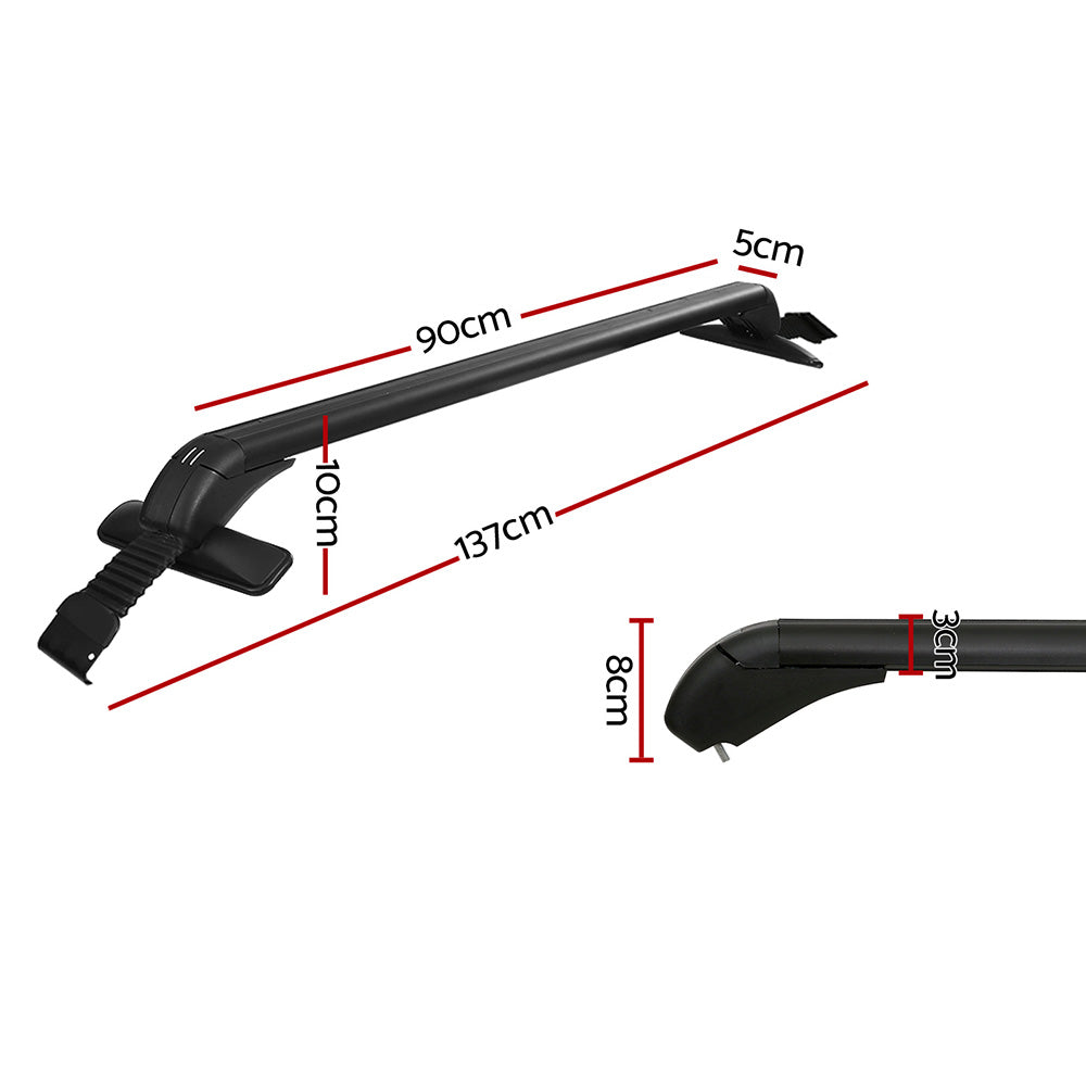 Universal Car Roof Rack Cross Bars 90cm Aluminium Adjustable Lockable 45kg Clamps - 0