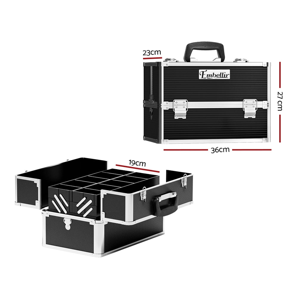Embellir Portable Cosmetic Beauty Makeup Case- Black - 0