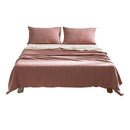 Cosy Club Cotton Bed Sheets Set Red Beige Cover Double-1