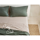 Cosy Club Cotton Bed Sheets Set Green Beige Cover Single-8