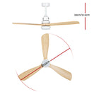 Devanti 52'' Ceiling Fan AC Motor LED Light Remote - Light Wood-2