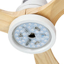 Devanti 52'' Ceiling Fan AC Motor LED Light Remote - Light Wood-4