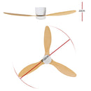 Devanti 52'' Ceiling Fan DC Motor w/Light w/Remote - Light Wood-2