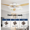 Devanti 52'' Ceiling Fan DC Motor w/Light w/Remote - Light Wood-4