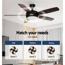 Devanti 52'' Ceiling Fan AC Motor 5 Blades w/Light - Dark Wood-4