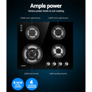 Devanti Gas Cooktop 60cm 4 Burner Black-6