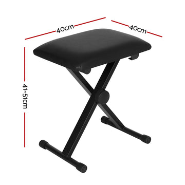 Alpha Piano Stool Adjustable Height Keyboard Seat Portable Bench Chair Black - 0