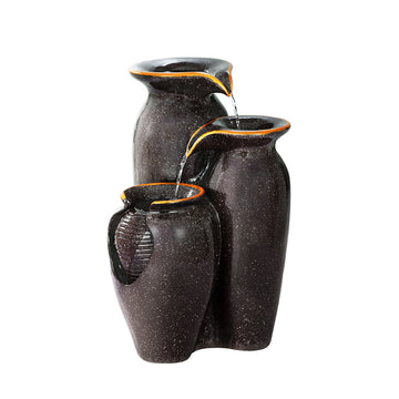 Gardeon Solar Fountain Water Fountain Feature Cascading Fountain LED Lights 76CM Grey