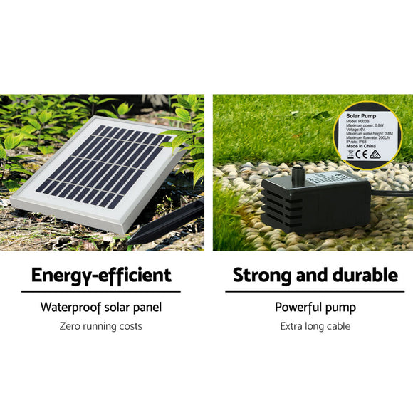 Gardeon Solar Fountain Water Fountain Feature Cascading Fountain LED Lights 76CM Grey