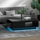 Artiss Coffee Table Led Lights Black-8