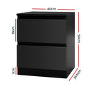 Artiss Bedside Table 2 Drawers - PEPE Black-2