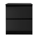 Artiss Bedside Table 2 Drawers - PEPE Black-3