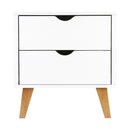 Artiss Bedside Table 2 Drawers - ANDERS White-3