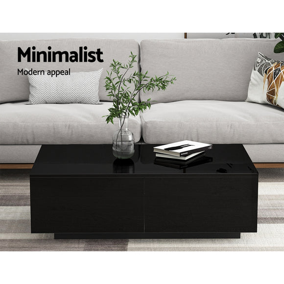 Artiss Coffee Table 4 Drawers Black Trevi