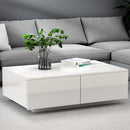 Artiss Coffee Table 4 Drawers White Trevi-8