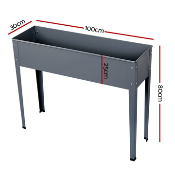 Green Fingers Garden Bed Elevated 100X80X30cm Planter Box Container Galvanised - 0