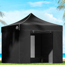 Instahut Gazebo Pop Up Marquee 3x3m Folding Tent Wedding Gazebos 500D Black-8