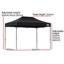 Instahut Gazebo Pop Up Marquee 3x4.5 Folding Tent 500D Wedding Camping Black-2