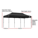 Instahut Gazebo Pop Up Marquee 3x6 Folding Tent Wedding 500D Camping Black-2